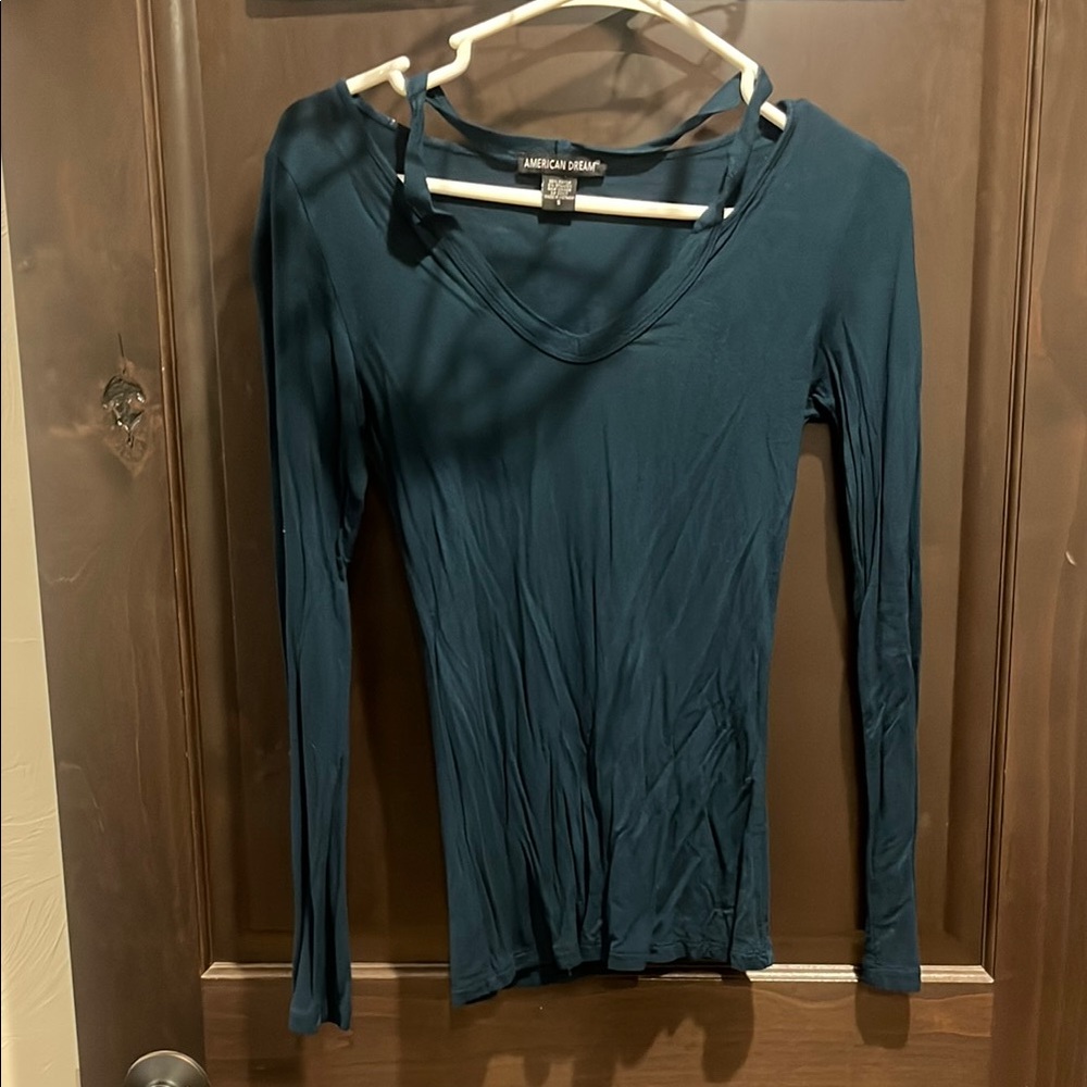 American Dream Deep Teal Long Sleeve Blouse